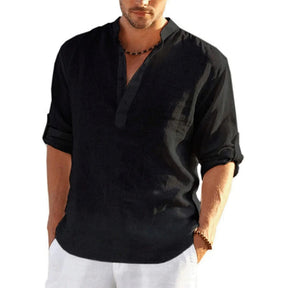 Blusa Casual Masculina de Linho de Algodão